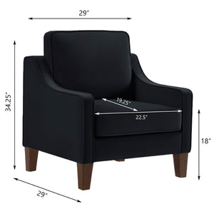English Elm Modern Velvet Accent Chair Solid Wood Legs Scooped Arms Single Seat Lounge Seating W2186P143466