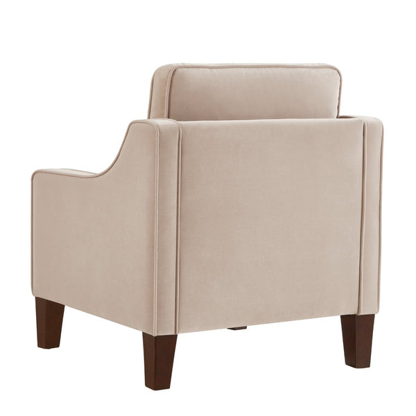 English Elm Modern Velvet Accent Chair Solid Wood Legs Scooped Arms Single Seat Lounge Seating W2186P143467
