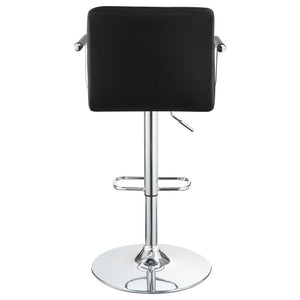 English Elm Black Adjustable Bar Stool with Arms and Hydraulic Lift, Chrome Finish, Leatherette Comfort Seat B062P145662