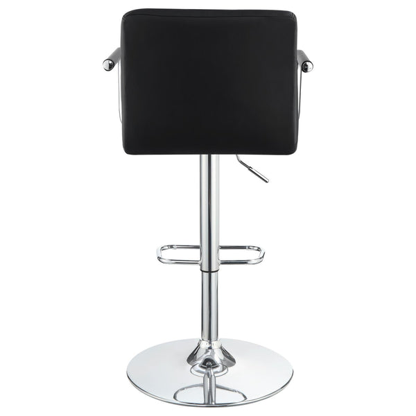 English Elm Black Adjustable Bar Stool with Arms and Hydraulic Lift, Chrome Finish, Leatherette Comfort Seat B062P145662