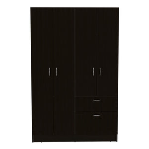 English Elm Armoire Alpes White & Black Bedroom Cabinet with Hanging Rod, Pull-Down Door, Drawer, Durable Design B092S00006