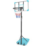 Luster Portable Basketball Goal System with Stable Base and Wheels, Blue and Transparent