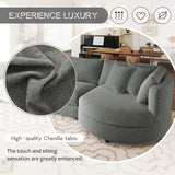 English Elm Three Indoor Cushioned Combination Sofas With Three Pillows and Curved Seat, For Living Room, Study Room, and Apartment