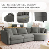 English Elm Three Indoor Cushioned Combination Sofas With Three Pillows and Curved Seat, For Living Room, Study Room, and Apartment