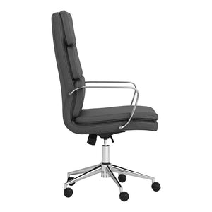 English Elm Grey Upholstered Office Chair with Chrome Base and Arms, Modern Minimalist Design, Casters, Ergonomic Comfort B062P145687
