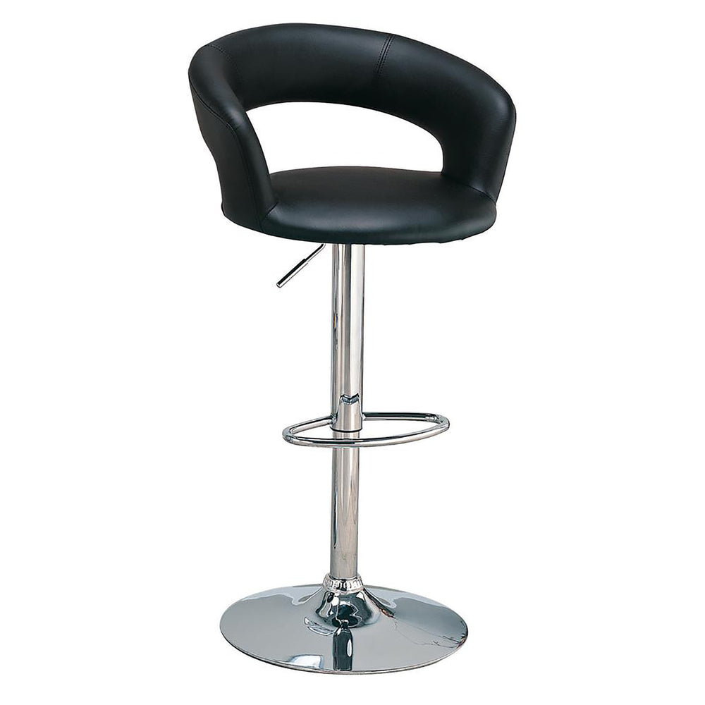 English Elm Black Adjustable Bar Stool with Chrome Base — Faux Leather Swivel, Height Adjustable, 300 lb Capacity B062P145639