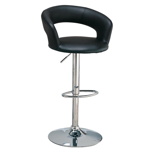 English Elm Black Adjustable Bar Stool with Chrome Base — Faux Leather Swivel, Height Adjustable, 300 lb Capacity B062P145639
