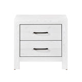 English Elm Modern White Finish 1 Piece Nightstand Of 2X Drawers Black Hardware Wooden Bedroom Furniture