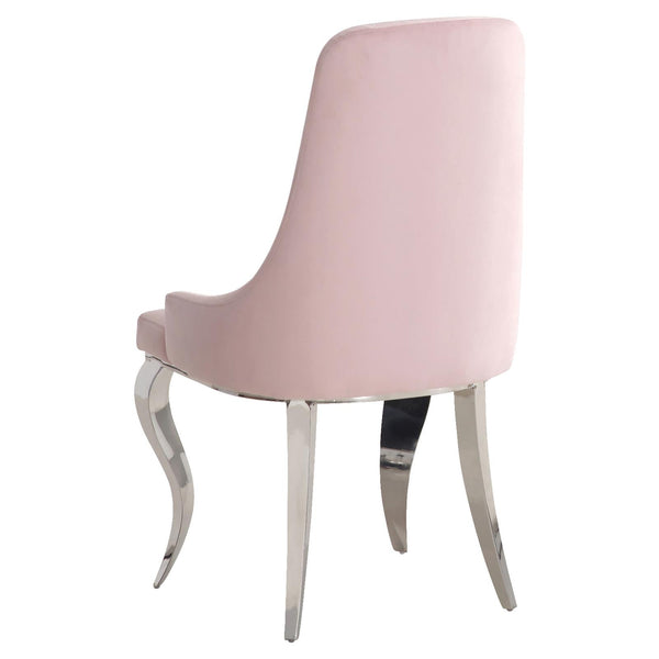 English Elm Pink Velvet Slipper Dining Chairs Set of 2 — Luxe Upholstered Pink Seats with Chrome Cabriole Legs B062P145659