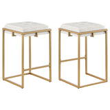 Beige & Gold Square Counter Stools Set - Modern Glam Elegance for Bars & Countertops