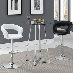 English Elm Black Adjustable Bar Stool with Chrome Base — Faux Leather Swivel, Height Adjustable, 300 lb Capacity B062P145639