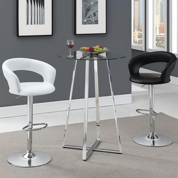 English Elm Black Adjustable Bar Stool with Chrome Base — Faux Leather Swivel, Height Adjustable, 300 lb Capacity B062P145639