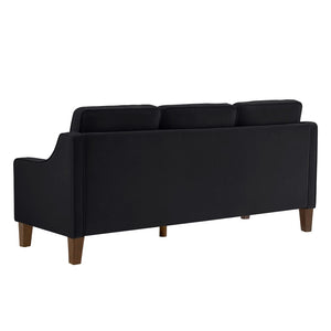 English Elm Modern Three Seat Velvet Sofa Scooped Armrests Tapered Wood Legs Living Room W2186P143472
