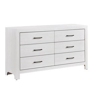 English Elm Modern White Finish Corbin Dresser 6-Drawer Rustic Wood Look with Black Metal Hardware, 58.5" x 33.5" B011P146408
