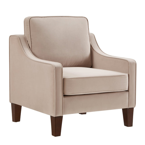 English Elm Modern Velvet Accent Chair Solid Wood Legs Scooped Arms Single Seat Lounge Seating W2186P143467