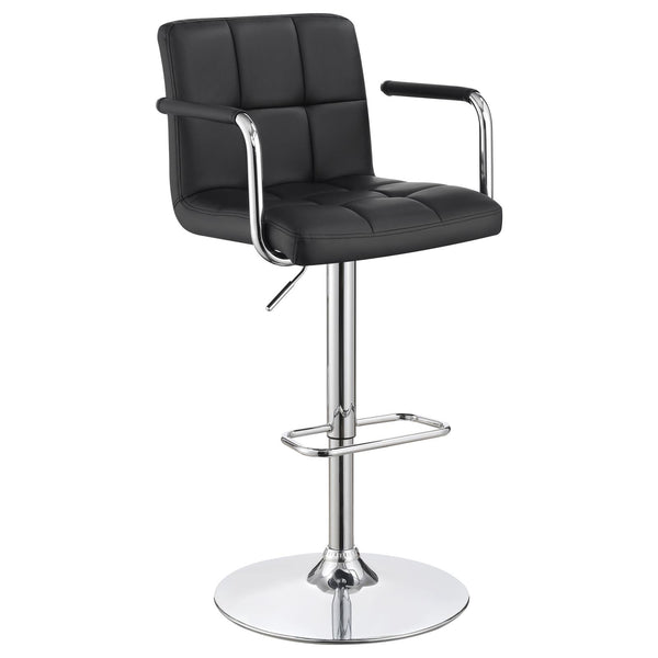 English Elm Black Adjustable Bar Stool with Arms and Hydraulic Lift, Chrome Finish, Leatherette Comfort Seat B062P145662