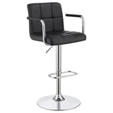 English Elm Black and Chrome Adjustable Bar Stool With Arms