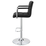 English Elm Black and Chrome Adjustable Bar Stool With Arms