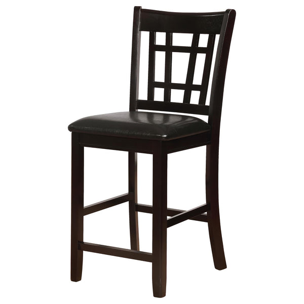 English Elm Black Espresso Lattice Back Counter Stools Set of 2 — Cozy Espresso Finish, 300 lb Capacity, Fabric Seats B062P145649