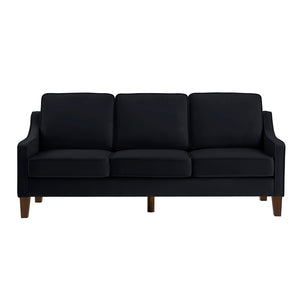 English Elm Modern Three Seat Velvet Sofa Scooped Armrests Tapered Wood Legs Living Room W2186P143472