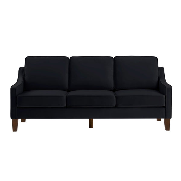 English Elm Modern Three Seat Velvet Sofa Scooped Armrests Tapered Wood Legs Living Room W2186P143472