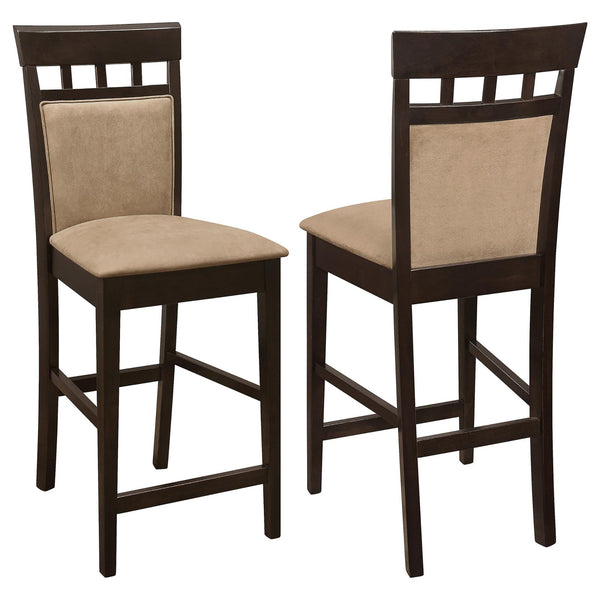 English Elm Beige Counter Height Stools Set of 2 with Cappuccino Wood Frame, Microfiber Seats, 300 lb Capacity - Sleek Casual Design B062P145642