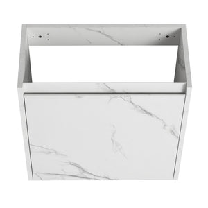 English Elm 20'' Floating Wall-Mounted Vanity with Resin Sink, Soft-Close Door & Open Shelves for Compact Baths White W999P143204