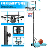 Hearth and Haven Luster Portable Basketball Goal System with Stable Base and Wheels, Blue and Transparent W1408138176