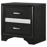 English Elm Black 2-Drawer Nightstand With Hidden Jewelry Tray