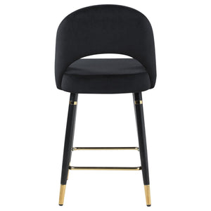 English Elm Black Velvet Counter Height Stools (Set of 2) with Gold Accents, Plush Cushioned Seats & Black Legs B062P145678