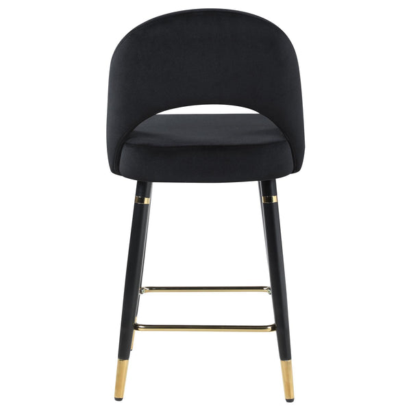 English Elm Black Velvet Counter Height Stools (Set of 2) with Gold Accents, Plush Cushioned Seats & Black Legs B062P145678