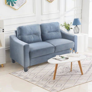English Elm Couch Stylish Loveseat Sectional Sofa In Soft Blue-Grey Chenille For Small Spaces & Cozy Living Rooms W2121137322