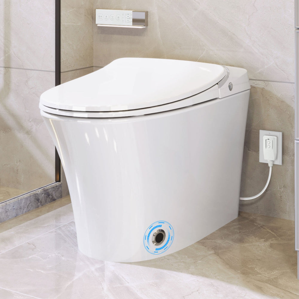 English Elm Luxury Smart Toilet Elongated Bidet with Remote, Heated Seat, Adjustable Wash/Dryer Temps, LED Night Light WF314235AAA