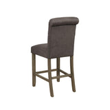 English Elm Grey and Rustic Brown Upholstered Counter Height Stools (Set Of 2)