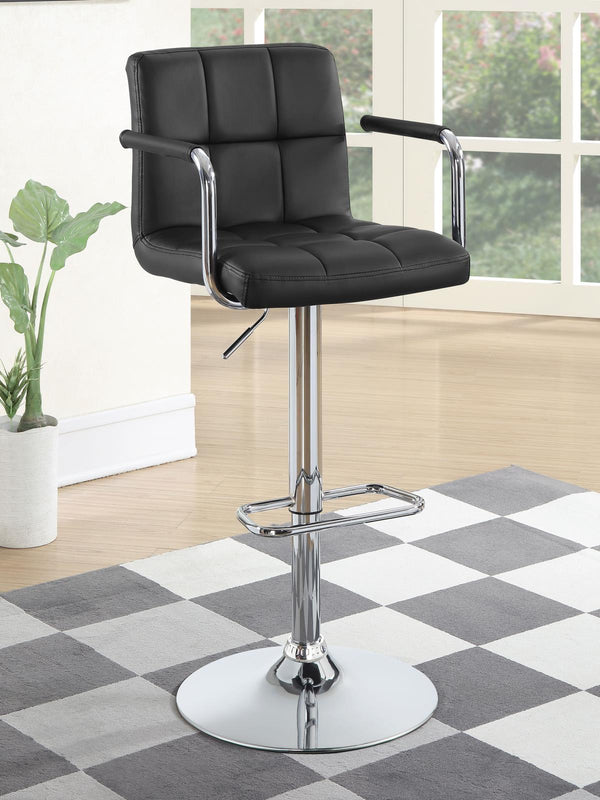 English Elm Black Adjustable Bar Stool with Arms and Hydraulic Lift, Chrome Finish, Leatherette Comfort Seat B062P145662