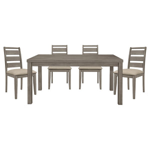 English Elm Weathered Gray 5-Piece Rustic Dining Set With Padded Chairs – Stylish, Durable, And Easy To Assemble! B011S00649-GIGA