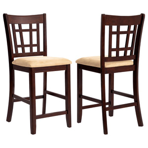 English Elm Warm Tan and Warm Brown Lattice Back Counter Height Stools (Set Of 2)