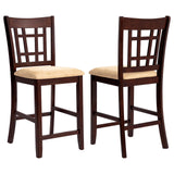 Tan & Brown Lattice Back Counter Stools, Set of 2 - Elegant Design, Sturdy Support, Plush Comfort