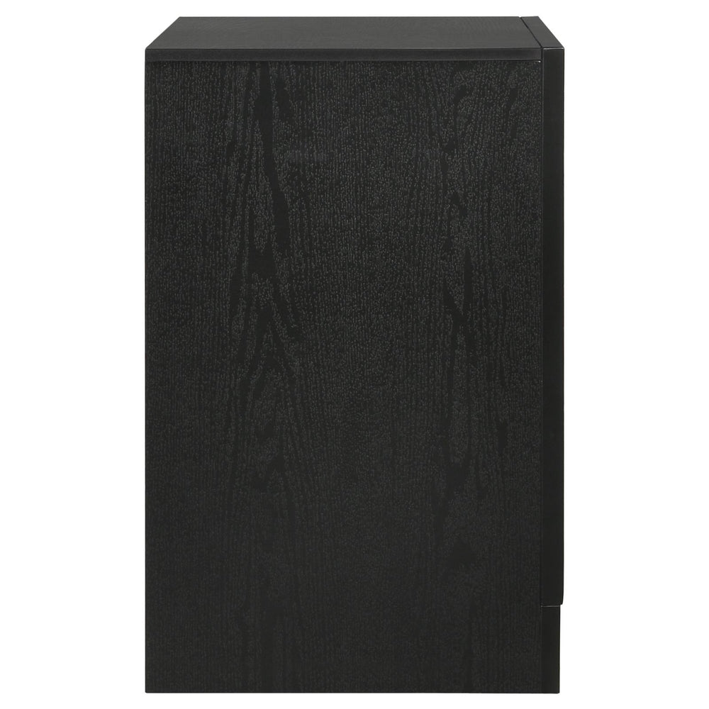 English Elm Black Modern 2-Drawer Nightstand with Hidden Felt-Lined Jewelry Tray, Metallic Accents & Crystal Pulls B062P145652