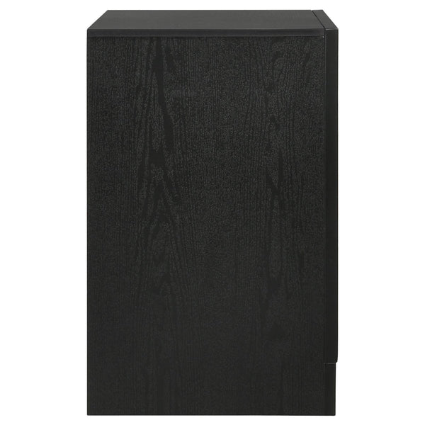 English Elm Black Modern 2-Drawer Nightstand with Hidden Felt-Lined Jewelry Tray, Metallic Accents & Crystal Pulls B062P145652