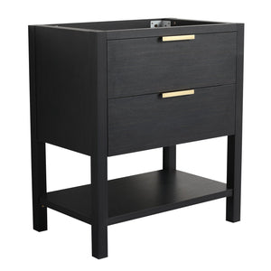 English Elm 30 30 Inch Bathroom Vanity Plywood with 2 Soft-Close Drawers, Freestanding Wood Feet, Water-Resistant Melamine W999140825