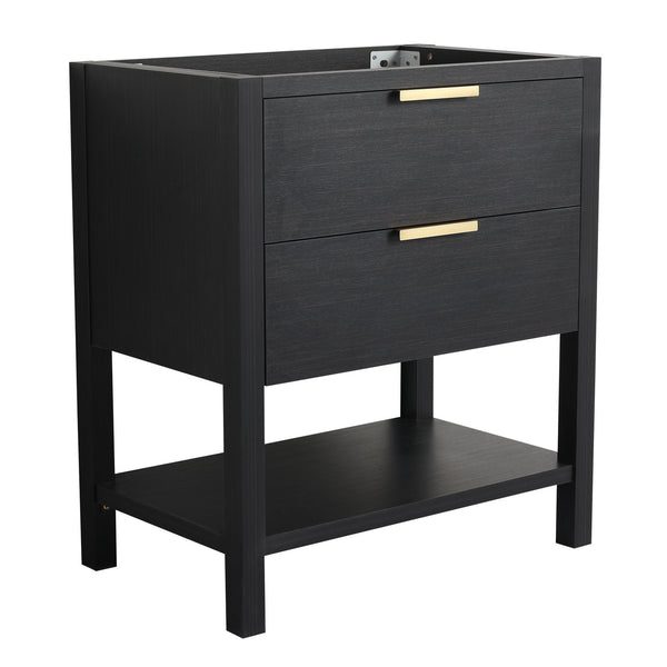 English Elm 30 30 Inch Bathroom Vanity Plywood with 2 Soft-Close Drawers, Freestanding Wood Feet, Water-Resistant Melamine W999140825