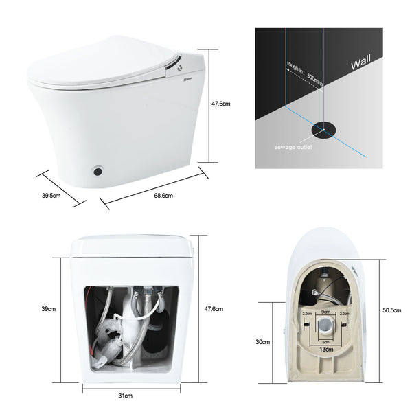 English Elm Luxury Smart Toilet Elongated Bidet with Remote, Heated Seat, Adjustable Wash/Dryer Temps, LED Night Light WF314235AAA