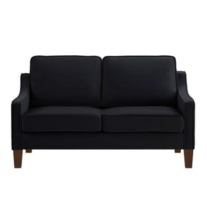 English Elm Modern Velvet Two Seat Sofa with Sculpted Arms and Wood Legs for Bedroom or Living Room W2186P143469