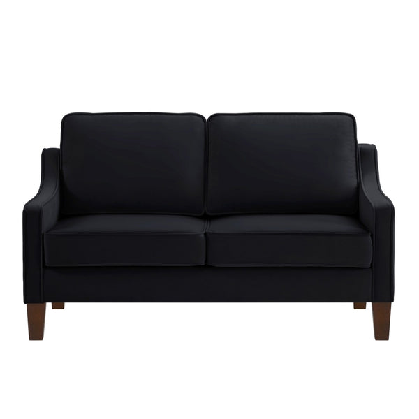 English Elm Modern Velvet Two Seat Sofa with Sculpted Arms and Wood Legs for Bedroom or Living Room W2186P143469
