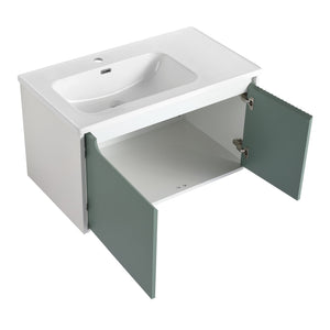 English Elm 36" Ceramic Vanity Sink Top Only - Integrated Porcelain Countertop, Pre-Drilled Faucet Hole, Easy Install, Durable Glaze Finish W999P146381
