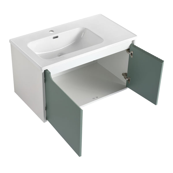 English Elm 36" Ceramic Vanity Sink Top Only - Integrated Porcelain Countertop, Pre-Drilled Faucet Hole, Easy Install, Durable Glaze Finish W999P146381