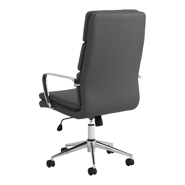 English Elm Grey Upholstered Office Chair with Chrome Base and Arms, Modern Minimalist Design, Casters, Ergonomic Comfort B062P145687