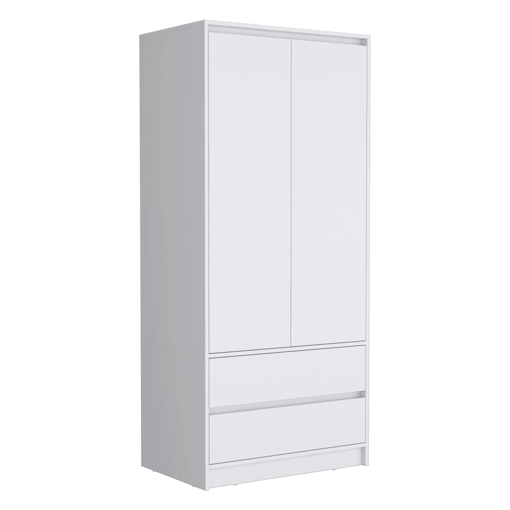 English Elm Armoire White Bedroom Closet Cabinet with 2 Doors & 2 Drawers, Durable Particle Board, Versatile Storage (52" L x 19" W x 5" H) B092S00003