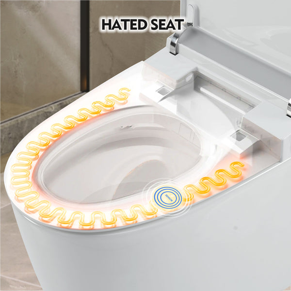 English Elm Heated Seat Smart Toilet Compact One-Piece Tankless WC with Foot Sensor, LED Night Light, Knob Control WF314234AAA